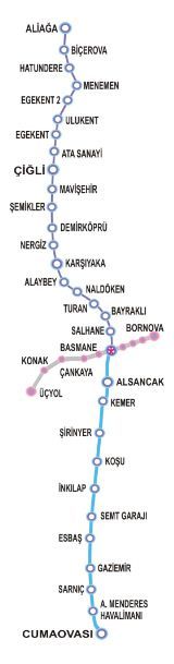 izban-istasyonlar İzmir Raylı Sistem Haritası : İZBAN ve İzmir Metro Durakları